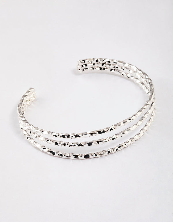 Silver Twisted Triple Row Cuff