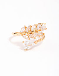 Gold Plated Leafy Pear Crystal Ring - link has visual effect only