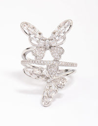 Silver Double Butterfly Ring - link has visual effect only