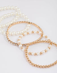 Gold Mixed Diamante Pearl Stretch Bracelet Pack - link has visual effect only