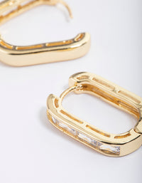 Gold Plated Oval Baguette Hoop Earrings - link has visual effect only