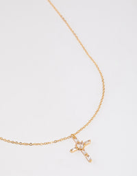 Gold Plated Cubic Zirconia Baguette Cross Necklace - link has visual effect only