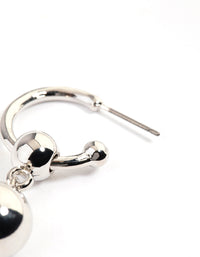 Rhodium Orb Drop Hoop Earrings - link has visual effect only