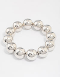 Rhodium Round Ball Stretch Bracelet - link has visual effect only