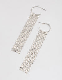 Silver Huggie Mesh Drop Earrings - link has visual effect only