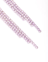 Lilac Bow Triple Row Diamante Hoop Earrings - link has visual effect only