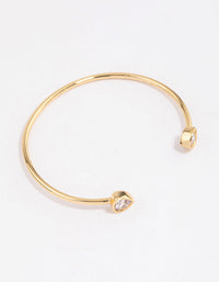 Gold Plated Triangle Cubic Zirconia Open Cuff - link has visual effect only