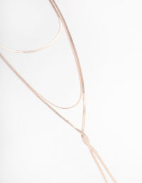 Rose Gold Flat Snake Chain Y-Shape Necklace - link has visual effect only