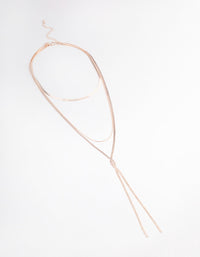 Rose Gold Flat Snake Chain Y-Shape Necklace - link has visual effect only