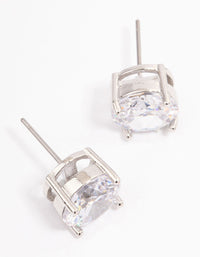 Rhodium Cubic Zirconia Round Statement Stud Earrings - link has visual effect only