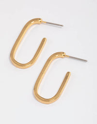 Gold Plated Cubic Zirconia Long Oval Hoop Earrings - link has visual effect only