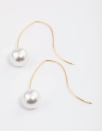 Gold Plated Acrylic Pearl Hook Drop Earrings - link has visual effect only