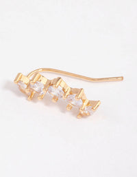 Gold Cubic Zirconia Circle & Navette Crawler Earrings - link has visual effect only