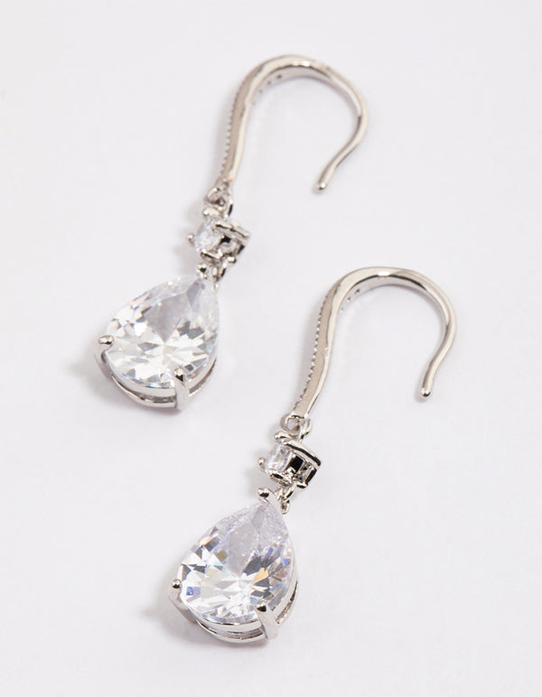 Silver Pear Cubic Zirconia Earrings