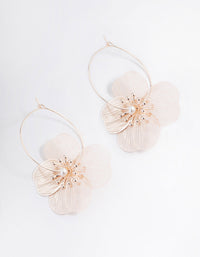 Rose Gold Metalic Flower Hoop Earrings - link has visual effect only