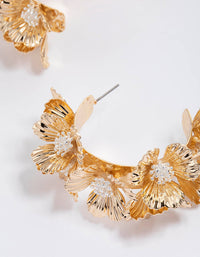 Gold Statement Floral Peral Hoop Earrings - link has visual effect only