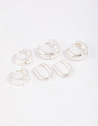 Silver Plated Basic Huggie Earrings 6-Pack - link has visual effect only