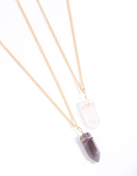 Gold Rose Quartz & Amethyst Bestie Necklace Pack - link has visual effect only