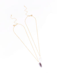 Gold Rose Quartz & Amethyst Bestie Necklace Pack - link has visual effect only