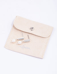 Silver Diamante Mini Pearl Drop Earrings & Polishing Set - link has visual effect only