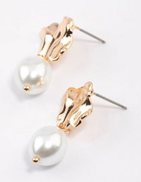 Gold Molten Pearl Drop Earrings & Polishing Set - link has visual effect only