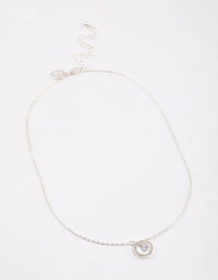 Silver Diamante Drop Open Circle Necklace & Polishing Set - link has visual effect only