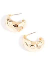 Gold Plated Textured Bold Hoop Earrings - link has visual effect only