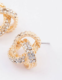 Gold Multi Diamante Stud Earrings - link has visual effect only