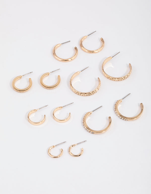 Gold Multi Hoop Earrings 6-Pack