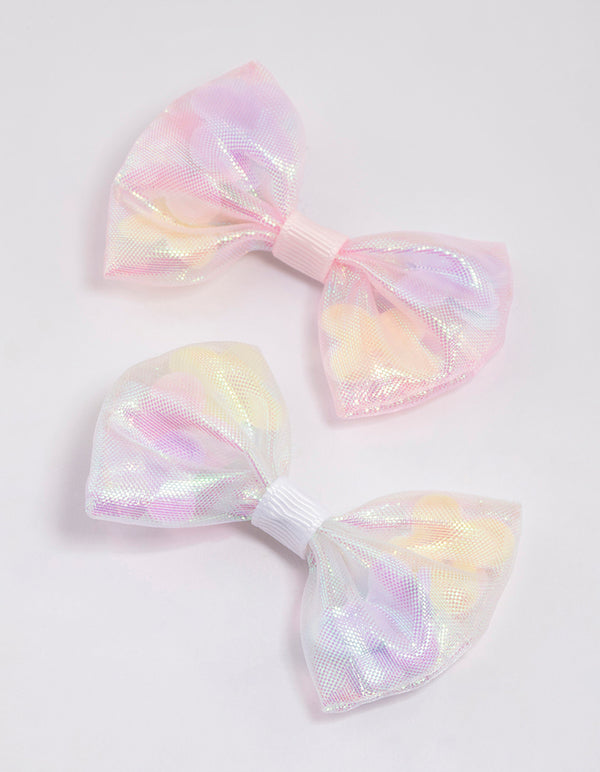 Kids Fabric Clear Flower & Bow Hair Clip Pack