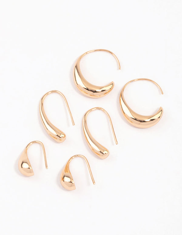 Gold Teardrop Hoop Earrings Pack