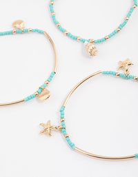 Gold Bold Bar Starfish Adjustable Bracelet - link has visual effect only