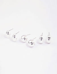 Silver Puffy Hoop Earrings Pack - link has visual effect only