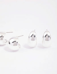 Silver Puffy Hoop Earrings Pack - link has visual effect only