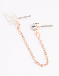 Rose Gold Dainty Butterfly Chain Earrings - link has visual effect only