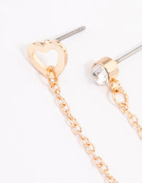 Gold Diamante & Heart Chain Earrings - link has visual effect only