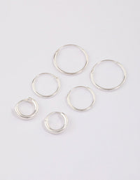 Sterling Silver Mixed Thick Hoop Earrings Pack - link has visual effect only