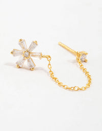 Gold Plated Sterling Silver Flower Chain Stud Earring - link has visual effect only