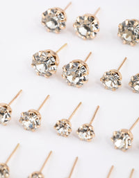 Gold Classic Diamante Graduating Earring 12-Pack - link has visual effect only