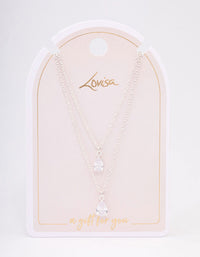 Silver Layered Dainty Diamante Short Necklace - link has visual effect only