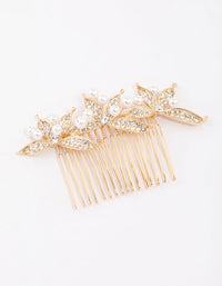 Gold Diamante & Pearl Trio Hair Comb - link has visual effect only