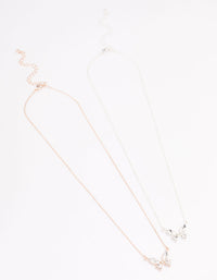 Mixed Metal Diamante Butterfly Necklace Pack - link has visual effect only