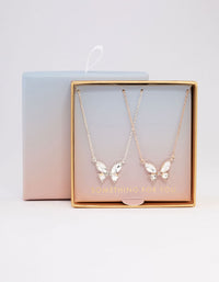 Mixed Metal Diamante Butterfly Necklace Pack - link has visual effect only