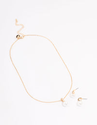 Gold Diamante Pearl Jewellery Set - link has visual effect only