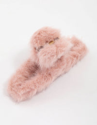 Pink Ultra Fluffy Hair Claw Clip - link has visual effect only