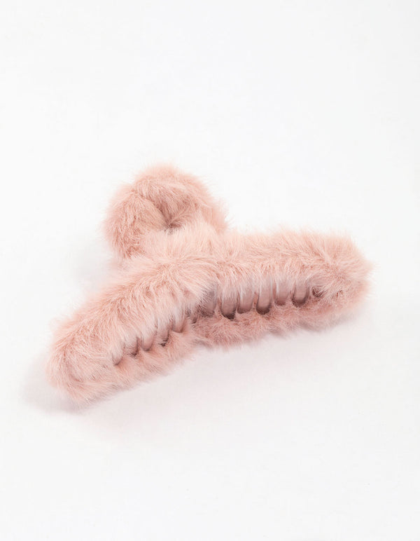 Pink Ultra Fluffy Hair Claw Clip