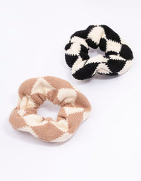 Fabric Knotted Checkered Hair Scrunchie 2-Pack - link has visual effect only