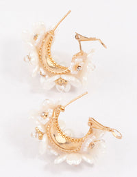 Gold Plated Flower Cluster Hoop Earrings - link has visual effect only