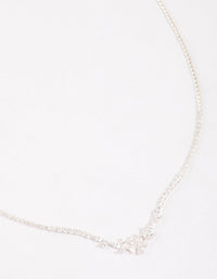 Silver Plated Cubic Zirconia Dainty Cupchain Floral Necklace - link has visual effect only