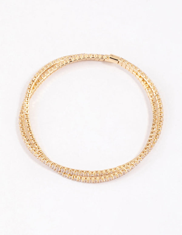 Gold Plated Twisted Cupchain Wrist Cuff